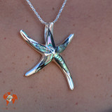 étoile de mer pendentif argent et abalone femme