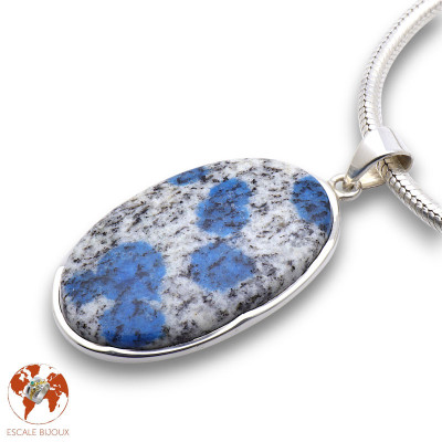 pendentif argent et jaspe bleu