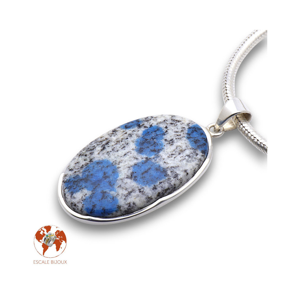 pendentif argent et jaspe bleu