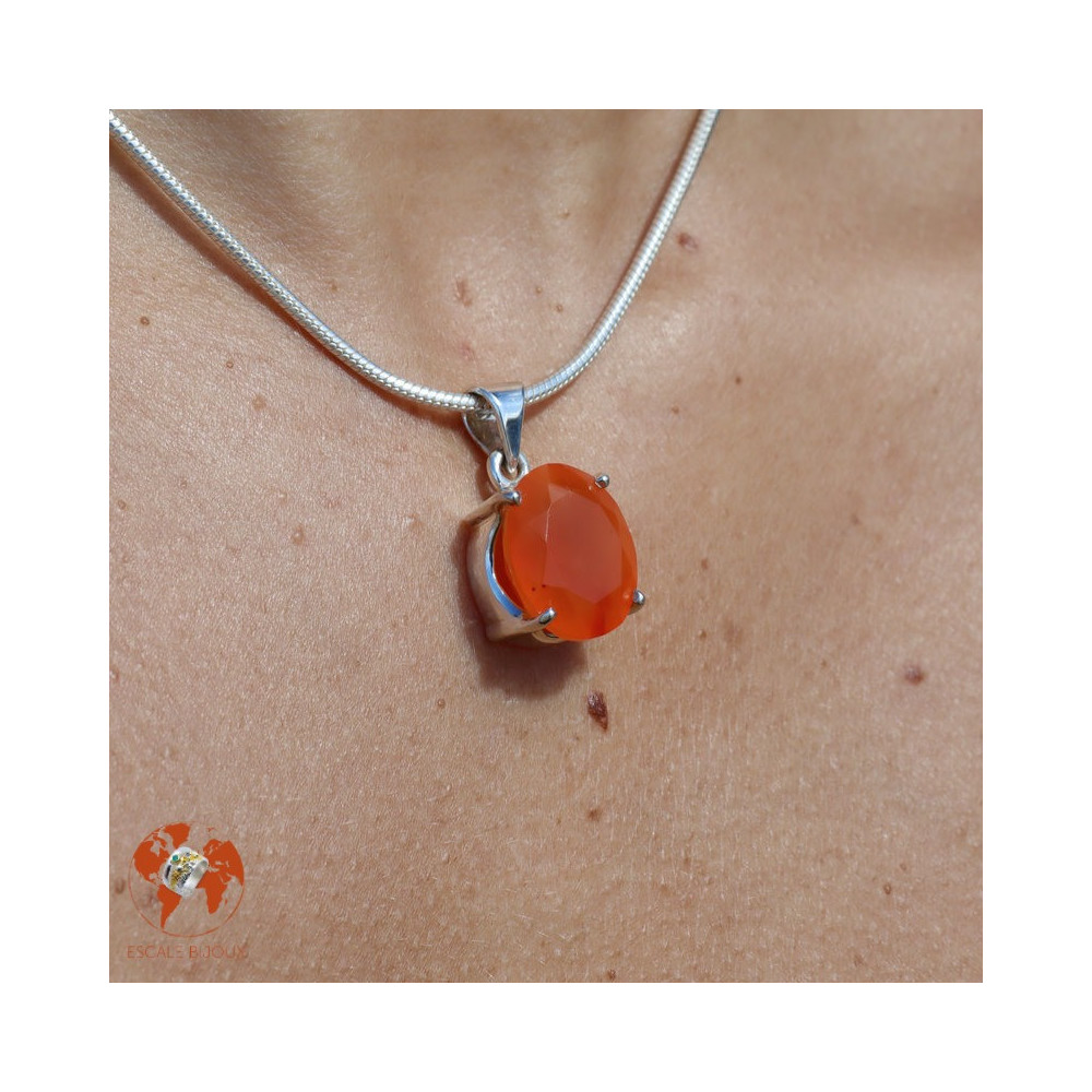 pendentif pierre orange