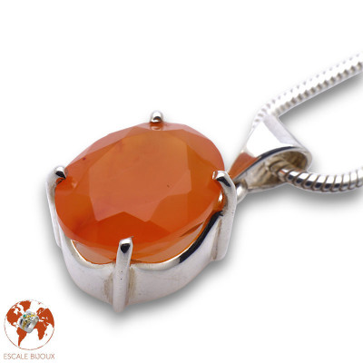 pendentif argent avec cornaline