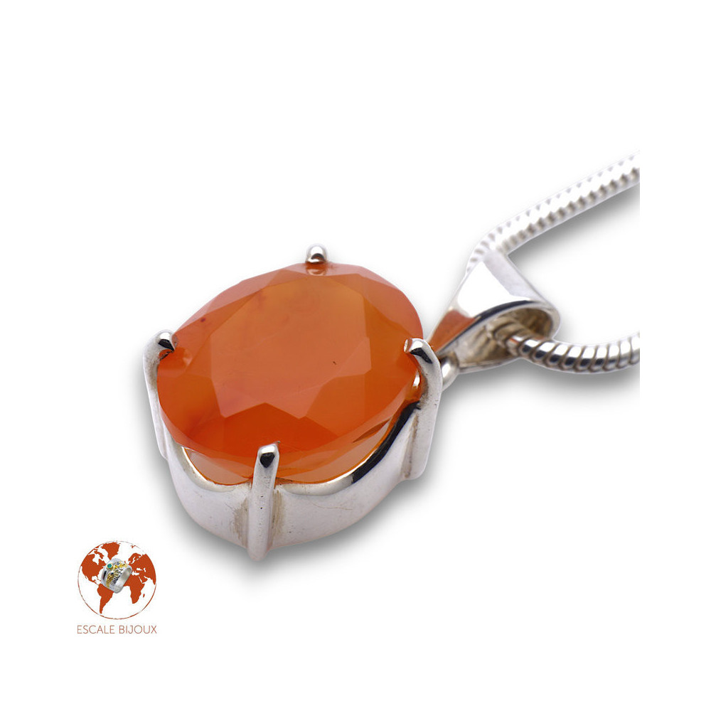 pendentif argent avec cornaline
