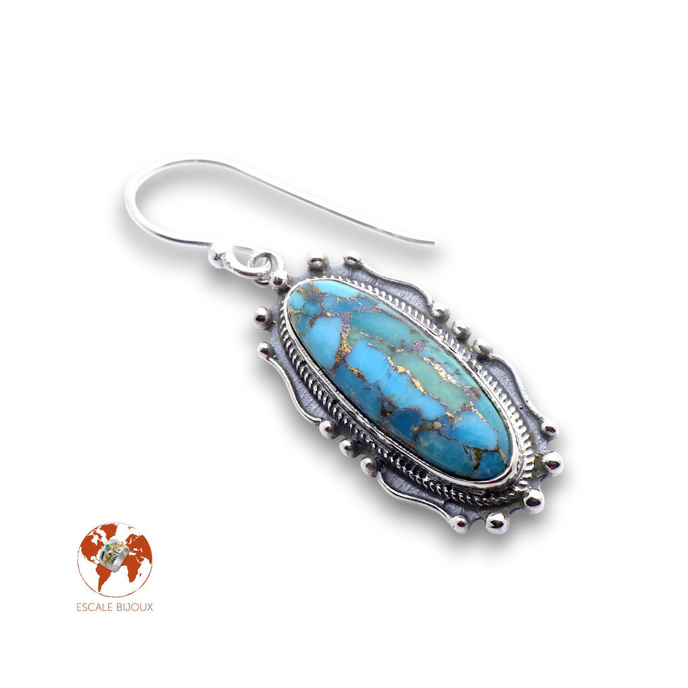 boucles d oreilles pendantes turquoise argent