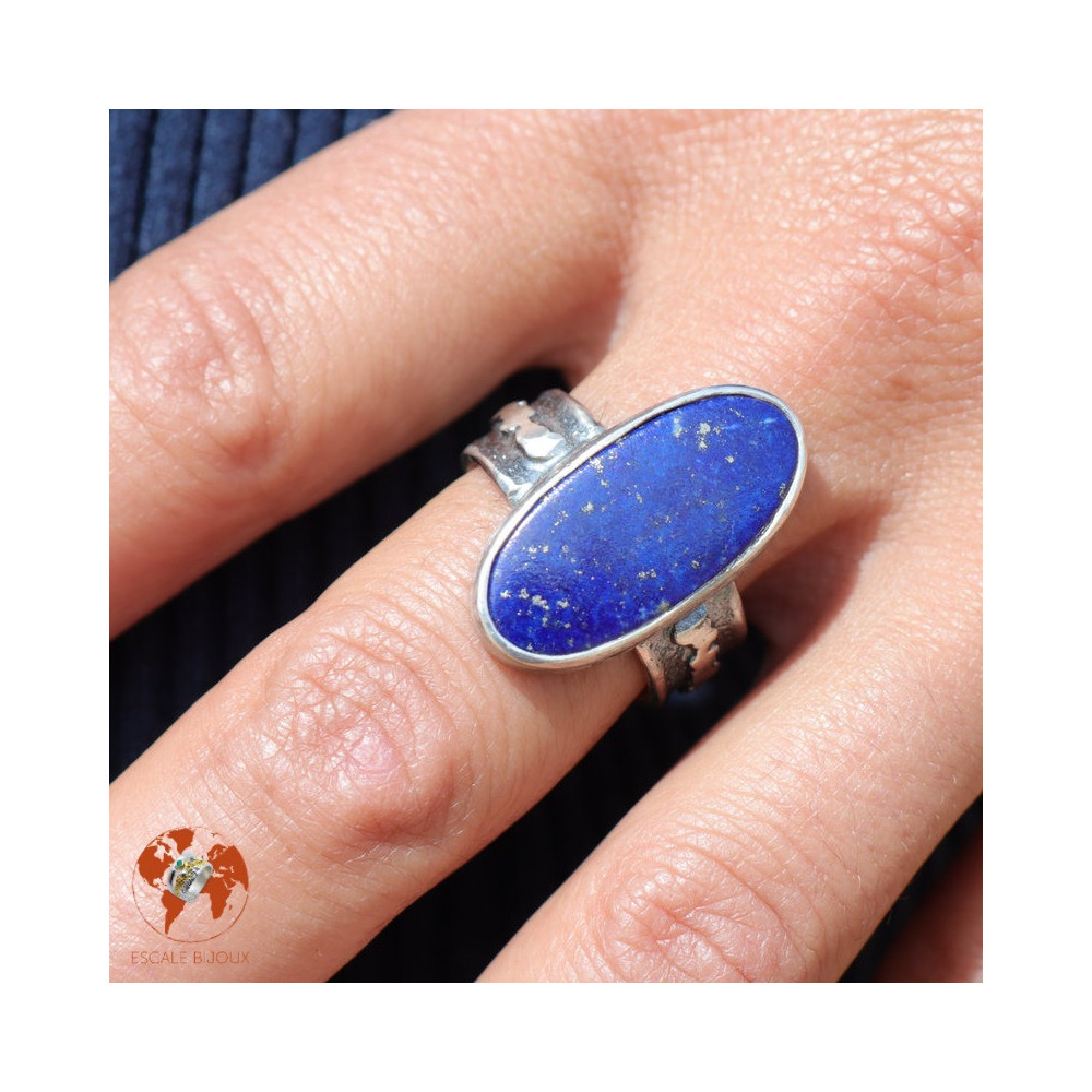 bague lapis lazuli argent texture