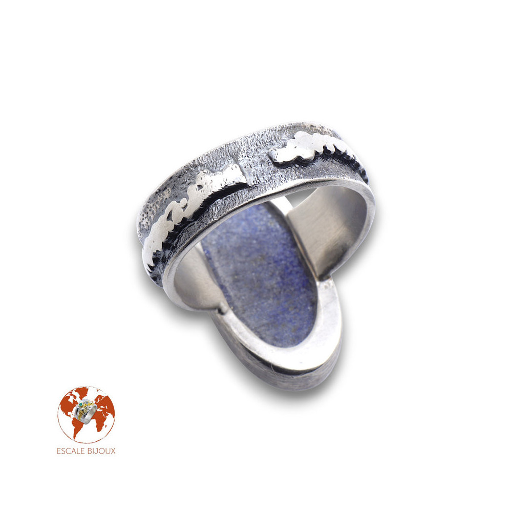 bague argent avec pierre lapis lazuli