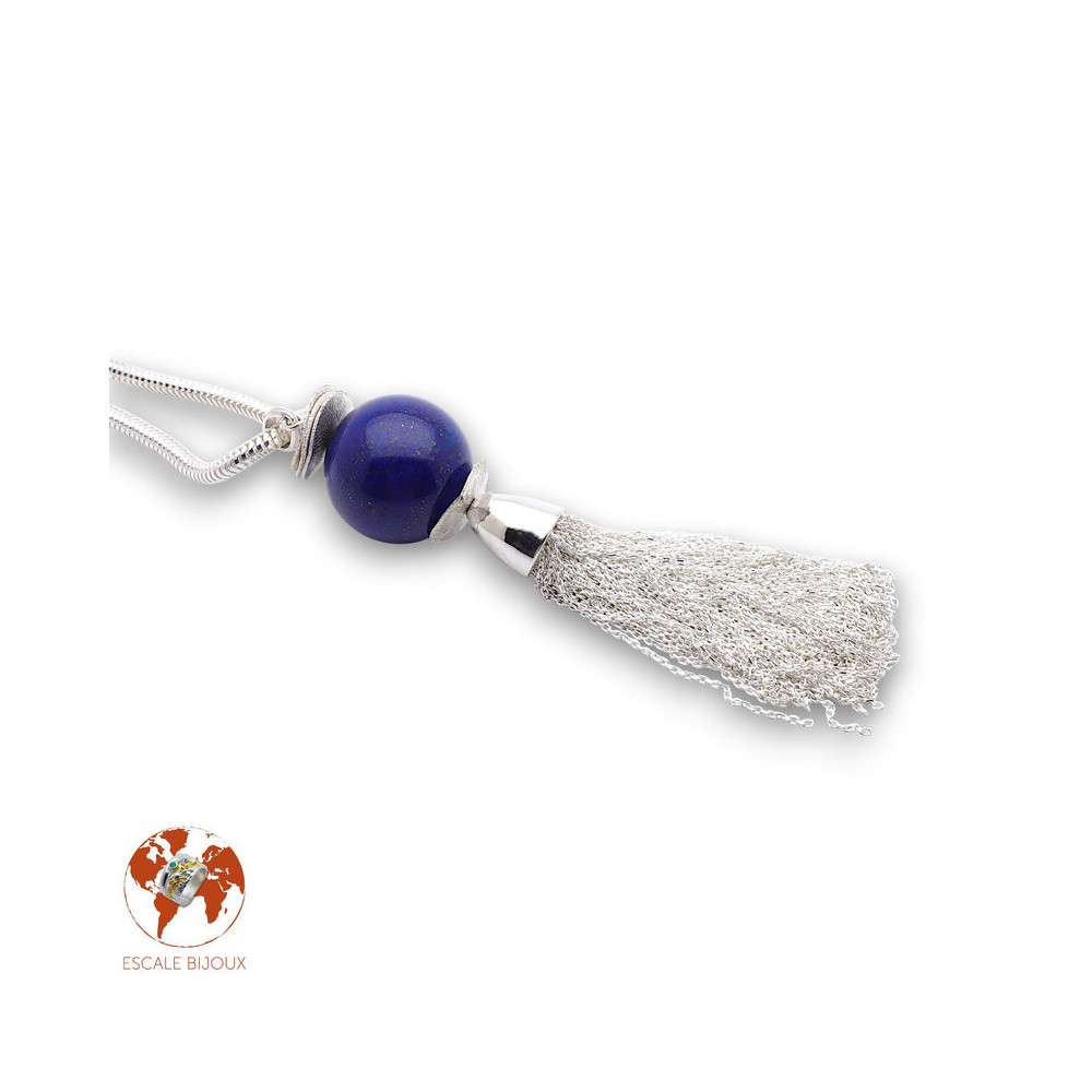 pendentif pompon argent