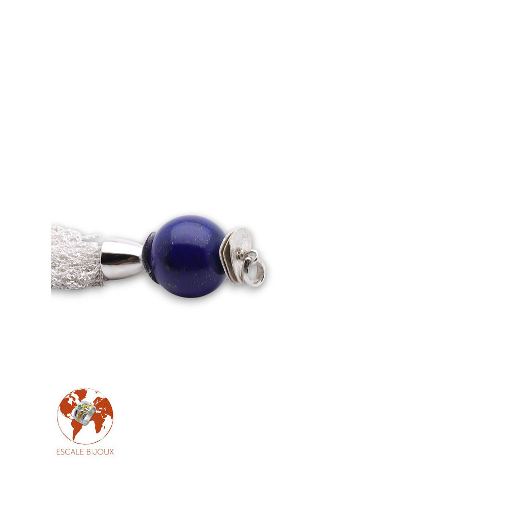pendentif pompon lapis lazuli