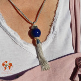 pendentif pompon lapis lazuli argent