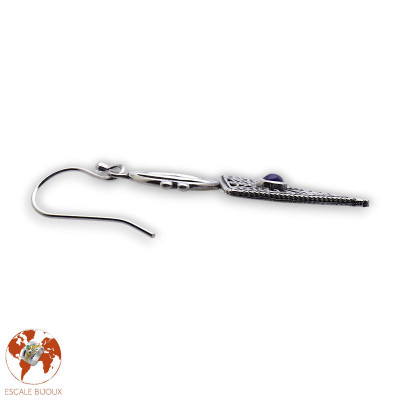 boucles d'oreilles argent pierre bleue