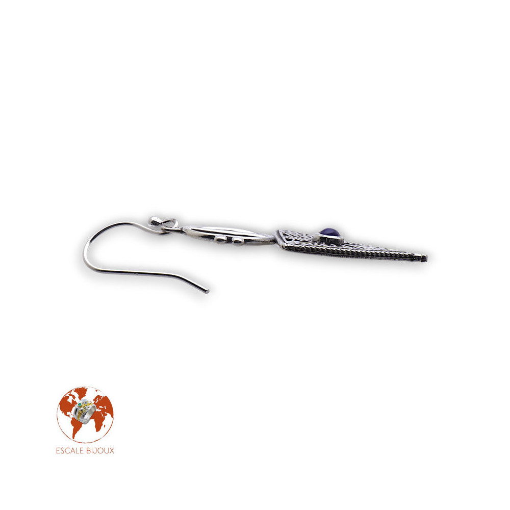 boucles d'oreilles argent pierre bleue