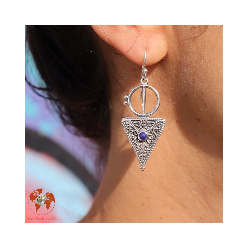 bijoux boucle d oreille lapis lazuli