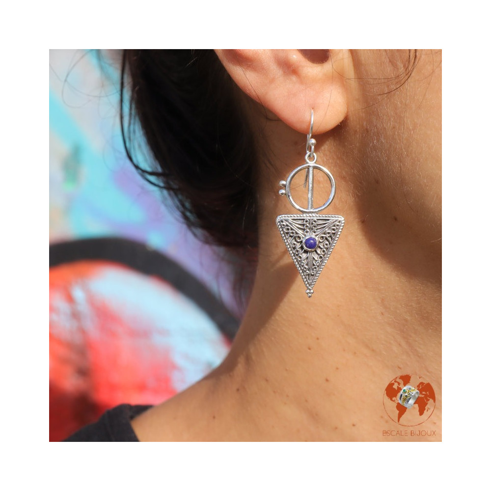 boucles d'oreilles pendantes lapis lazuli