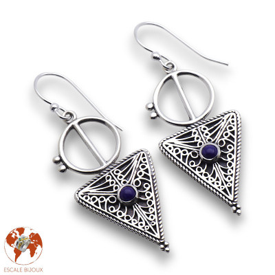 boucles d'oreilles lapis lazuli argent 925