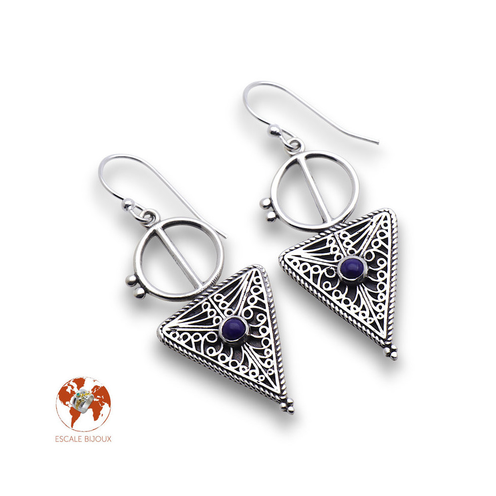 boucles d'oreilles lapis lazuli argent 925