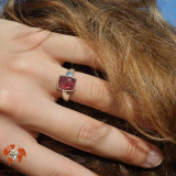 bague tourmaline rose argent