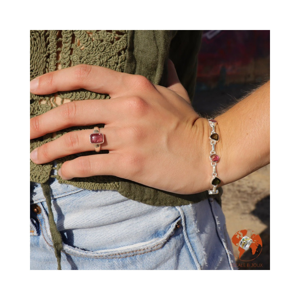 tourmaline rose bague