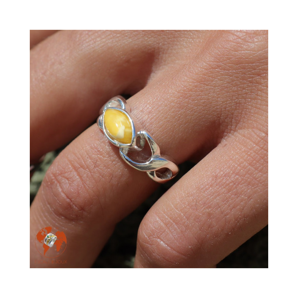 bague argent ambre femme