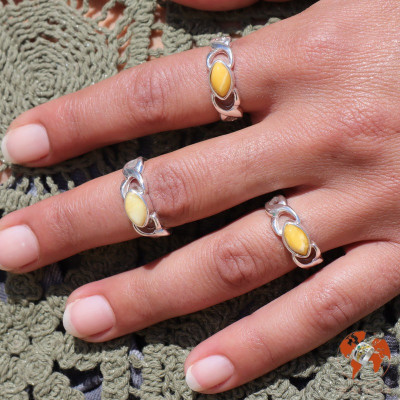 bague ambre et argent