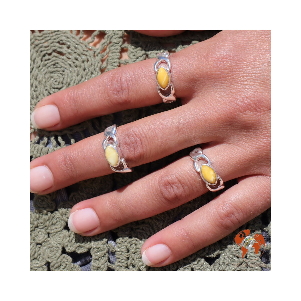 bague ambre et argent