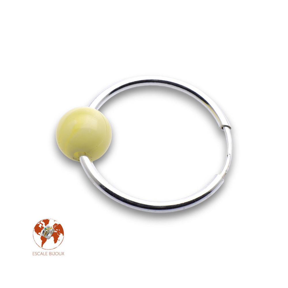 boucles d'oreilles créoles argent et ambre femme