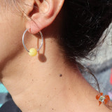 boucles d'oreilles créoles argent et ambre
