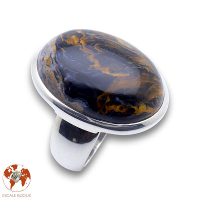 bague argent avec pietersite