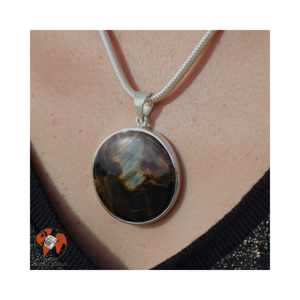 pendentif pietersite et argent