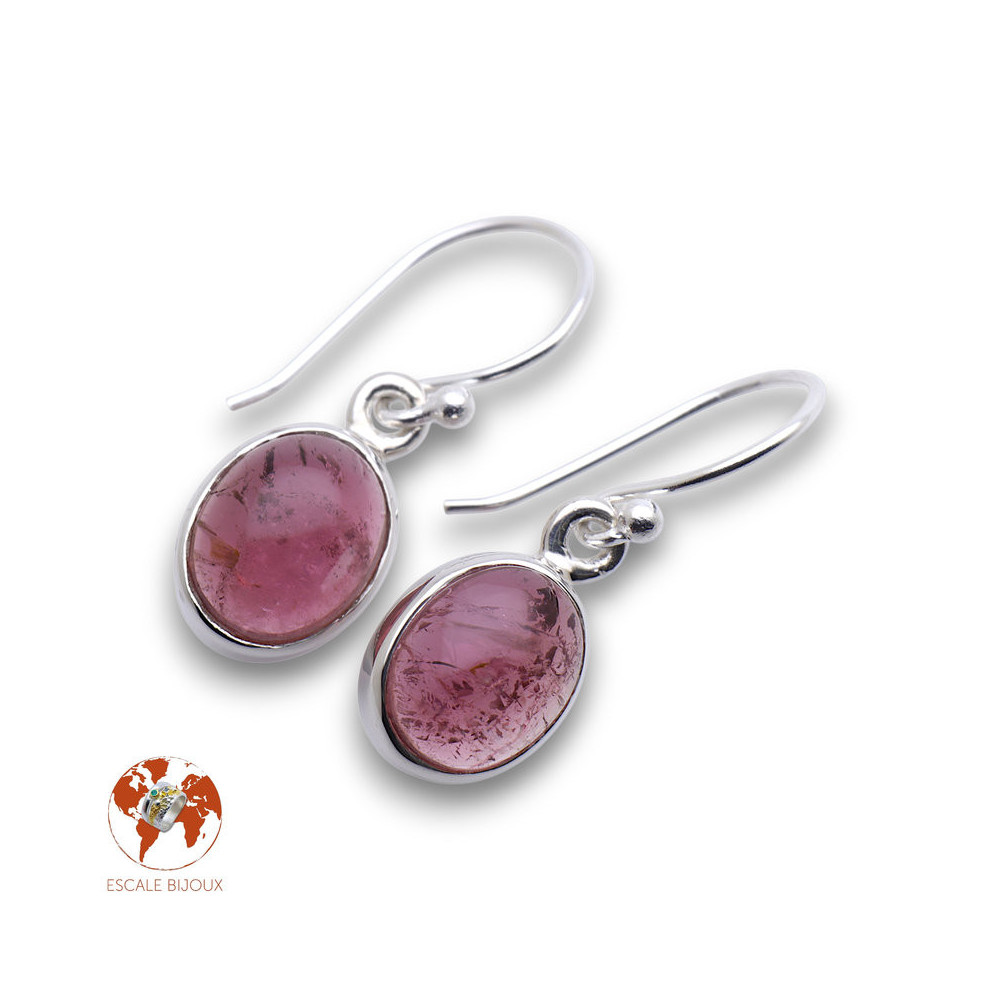 boucles d oreilles tourmaline rose
