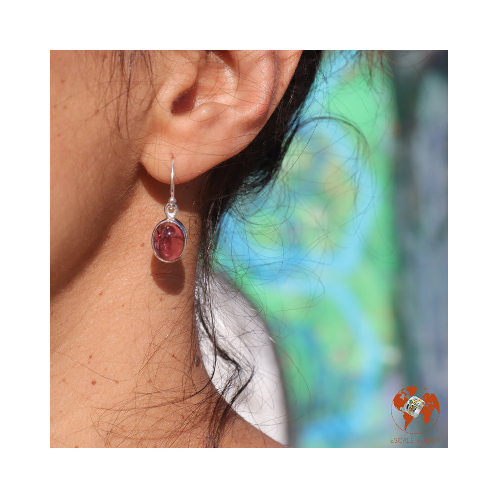 boucles d oreilles tourmaline rose argent