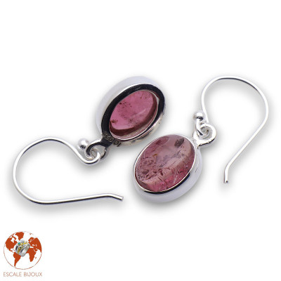 boucles d oreilles tourmaline rose pendantes