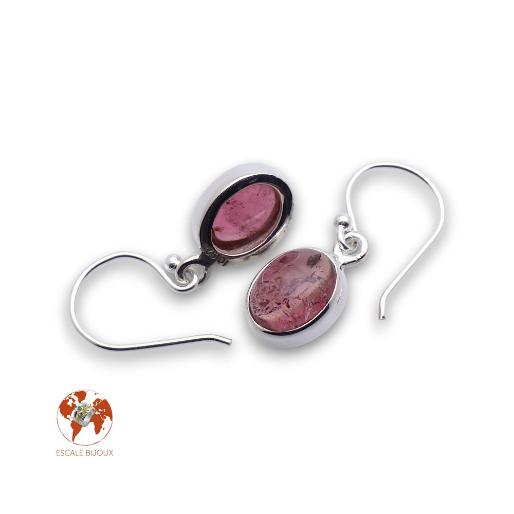 boucles d oreilles tourmaline rose pendantes