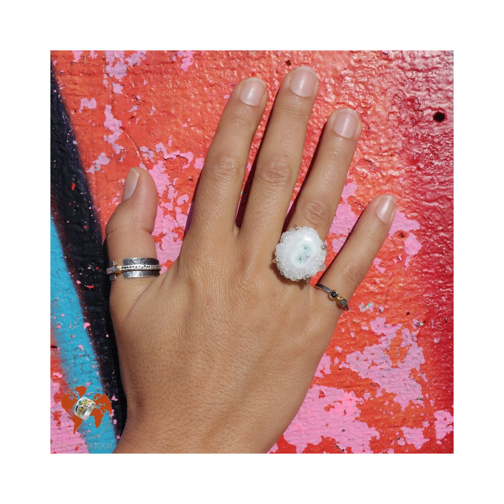 quartz solaire bague argent femme