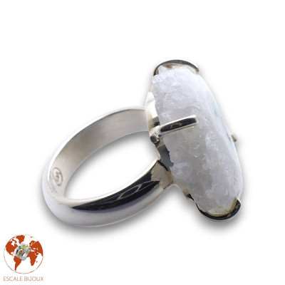 bague quartz solaire argent