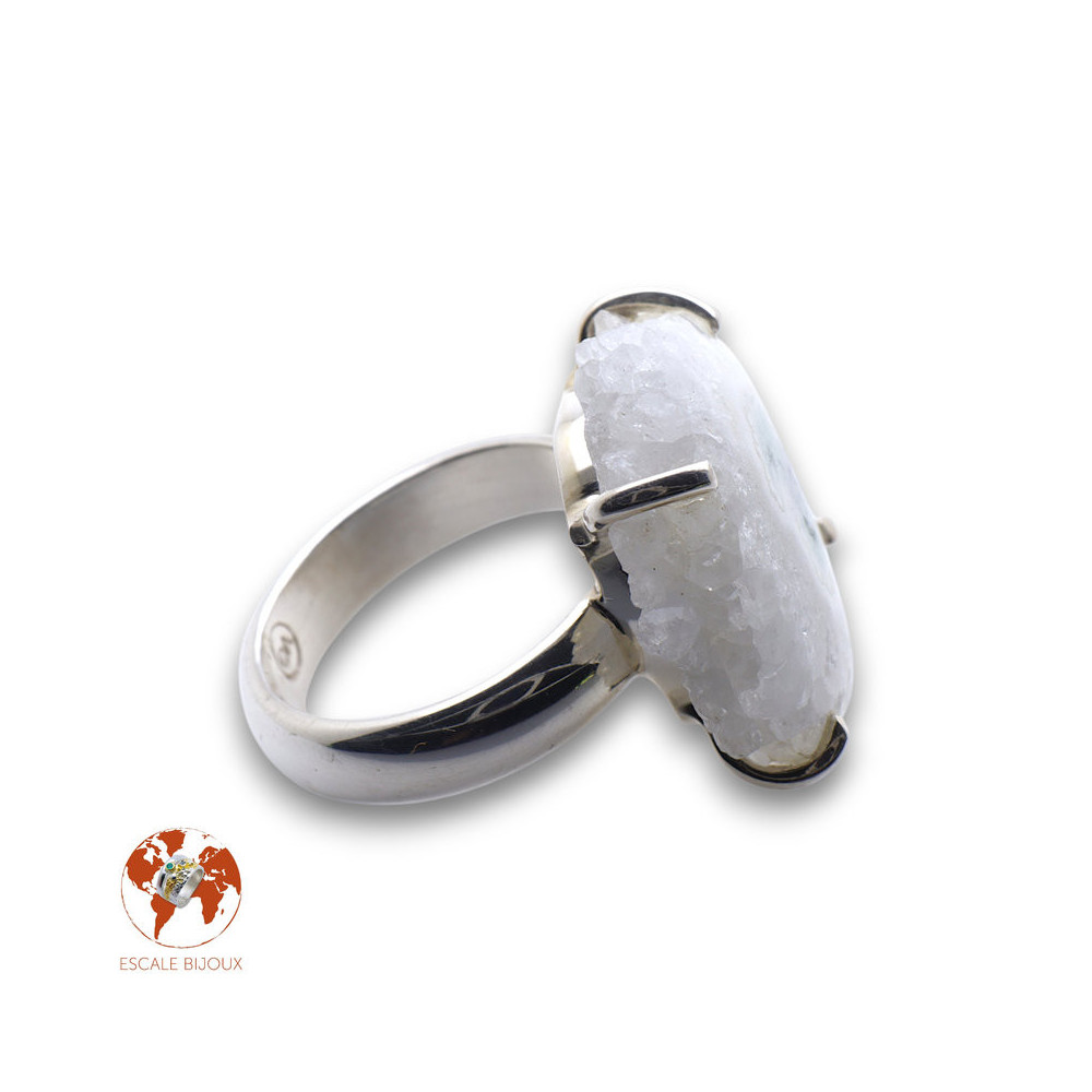 bague quartz solaire argent