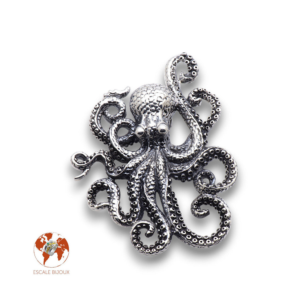 pendentif pieuvre argent