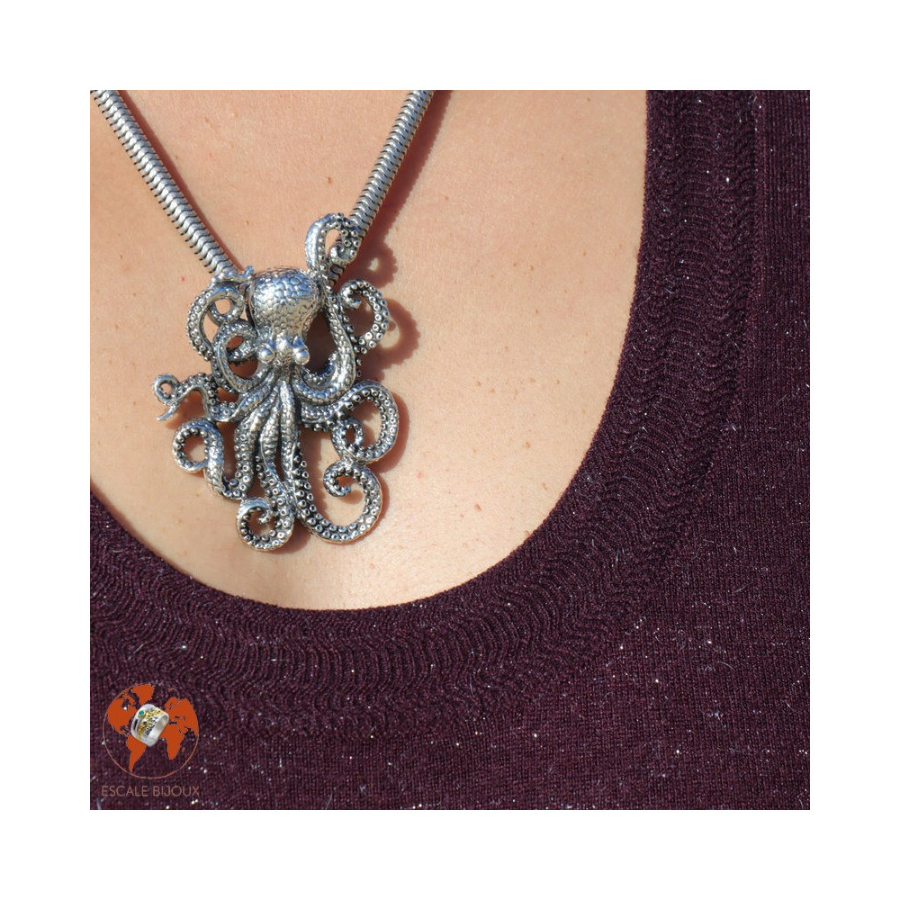 pendentif pieuvre argent 925