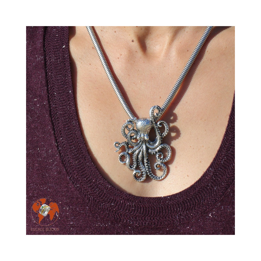 pendentif poulpe argent