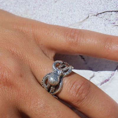 bague poulpe argent femme
