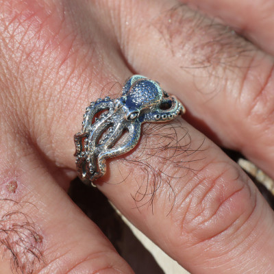 bague poulpe argent homme