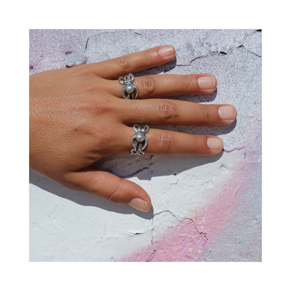 bague pieuvre argent femme