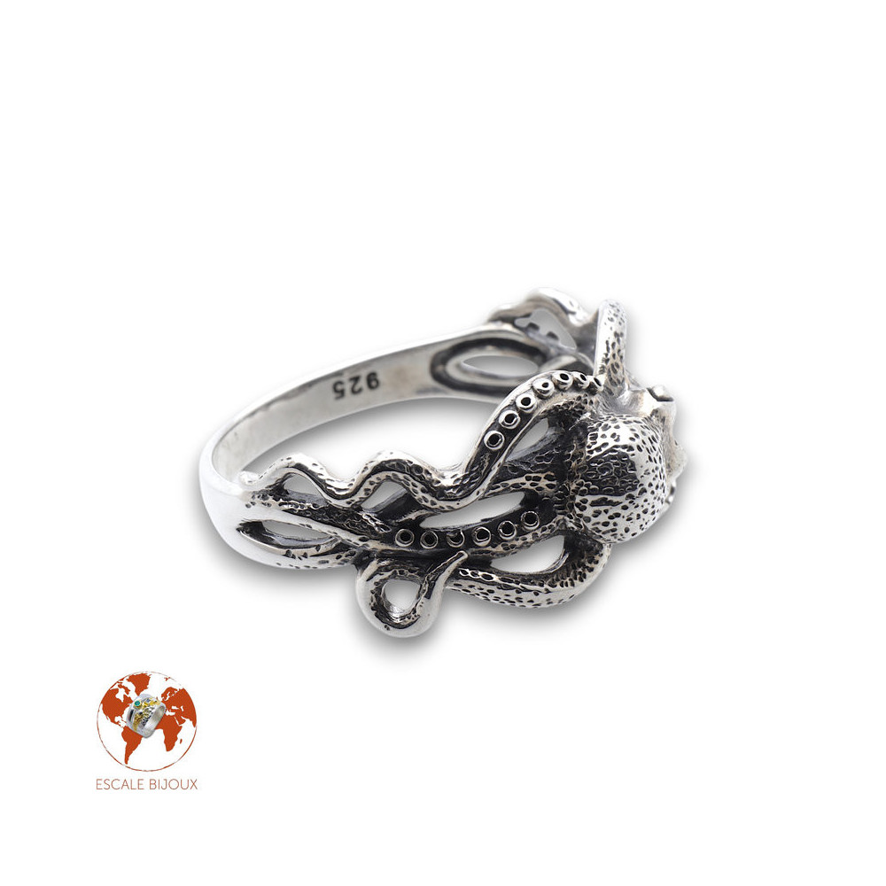 bague poulpe argent