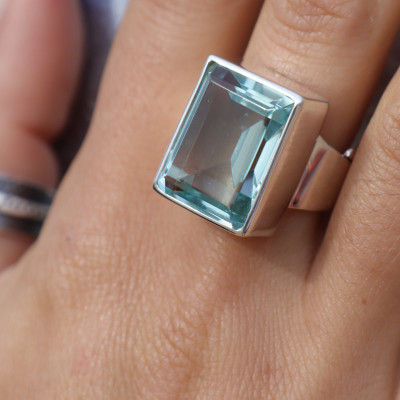 bague obsidienne bleu clair