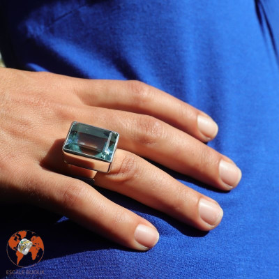 bague argent avec obsidienne bleue
