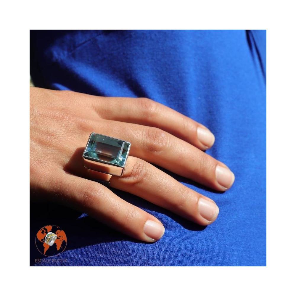 bague argent avec obsidienne bleue