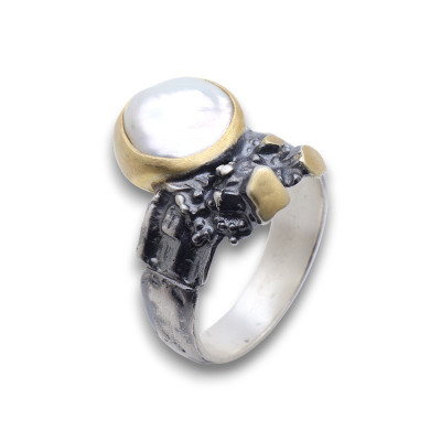 bague argent nacre