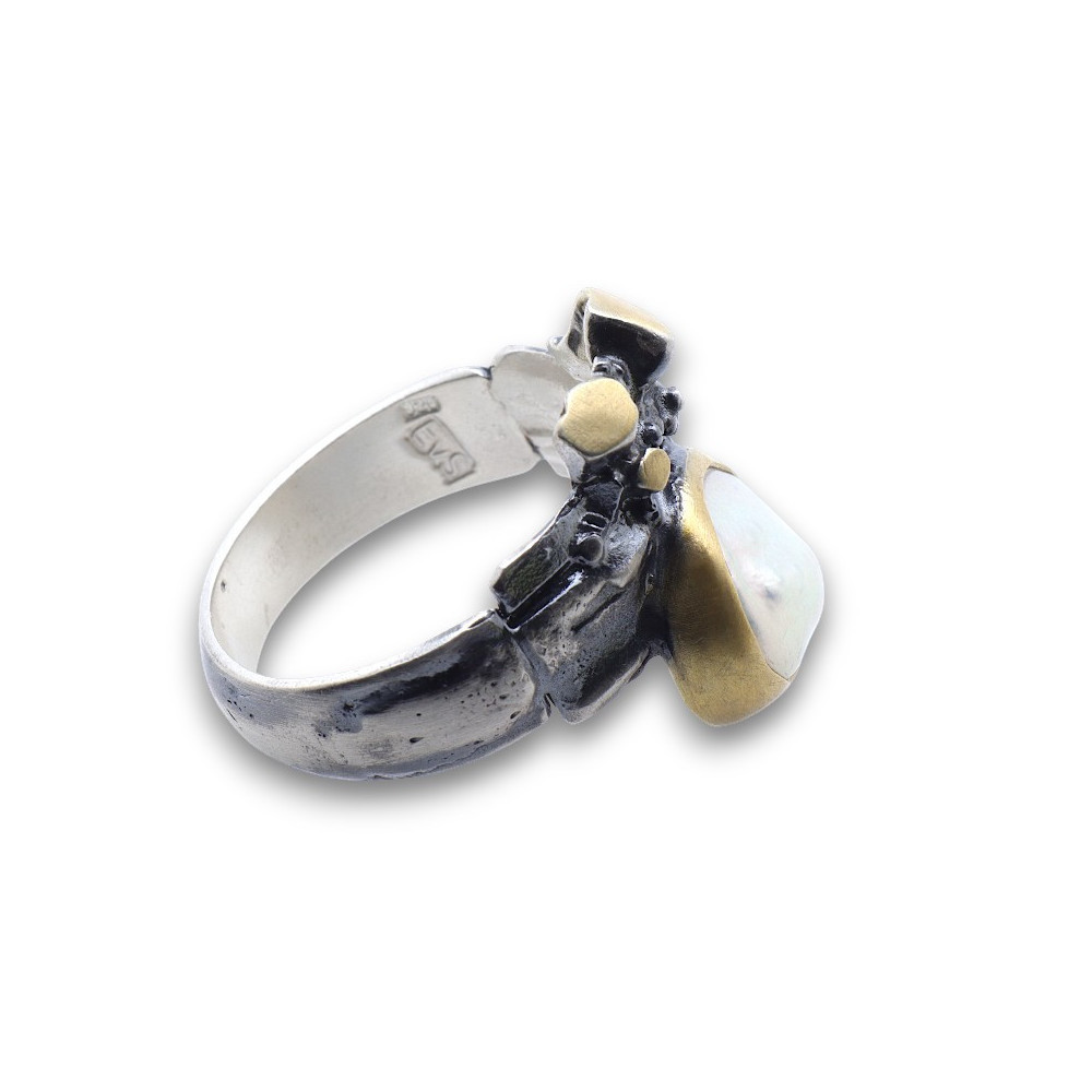 bague argent avec nacre