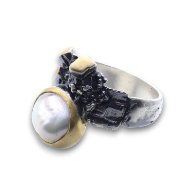 bague argent nacre originale