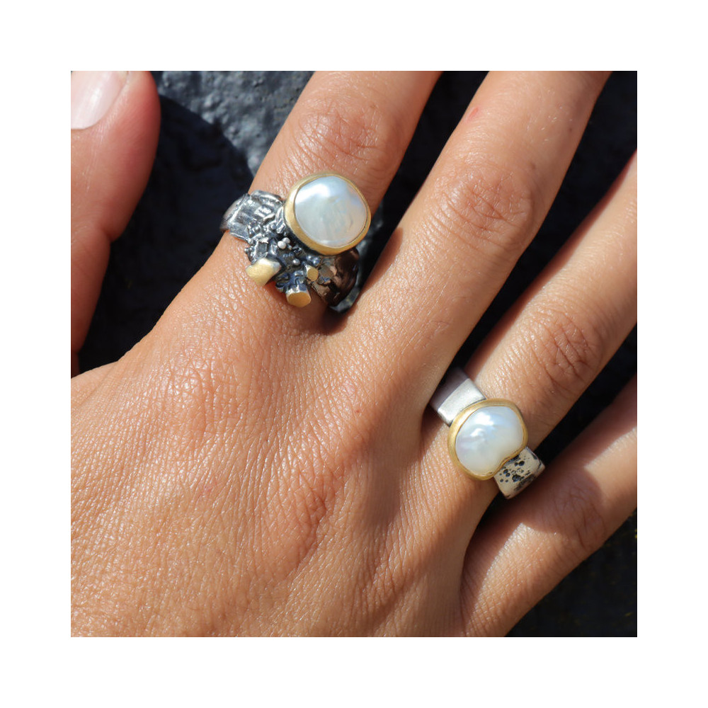 bague argent nacre haut de gamme