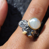 bague argent nacre de créateur