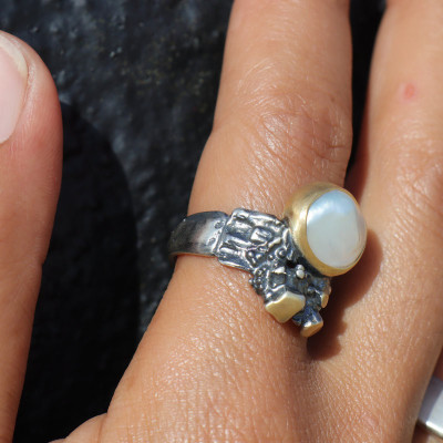 bague argent et or plus nacre